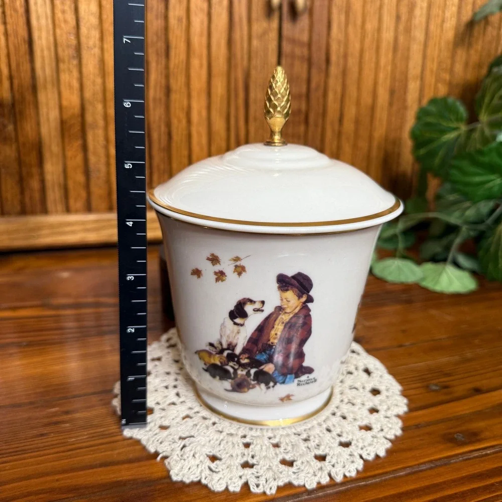 Gorham Norman Rockwell A Boy and His Dog Jar 1979 White Gold Excellent Limit Ed
